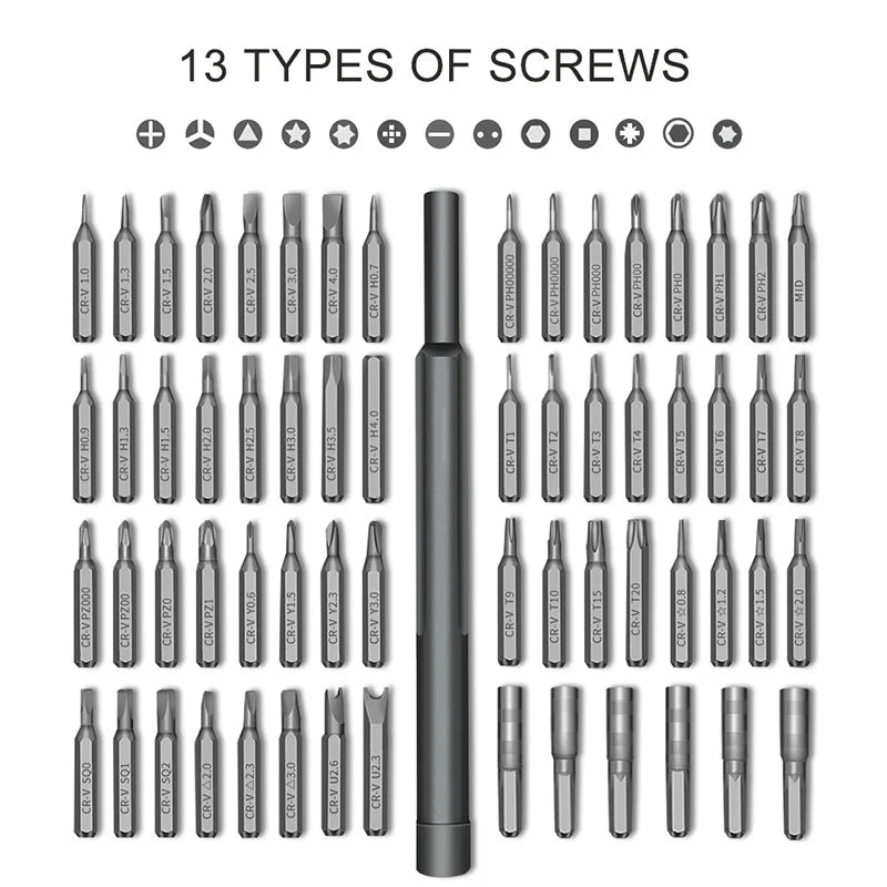 63 in 1 Precision Screwdriver Set Phillips Torx Magnetic Screwdriver Bit Professional Repair Tool Kit