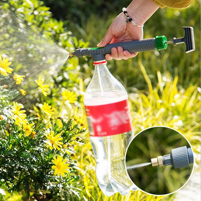 High Pressure Air Pump Manual Sprayer Adjustable Drink Bottle Spray Head Nozzle Garden Watering Tool Sprayer