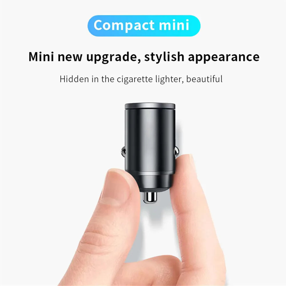 100W/200W QC3.0 PD Mini Car Charger 12-24V Lighter Fast Charging Car USB Type C