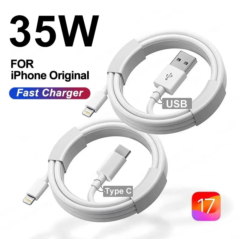 35W Original Fast Charging USB Cable for iPhone 14 8 7 Plus 13 12 11 Pro XS Max XR X USB C Rapid Charger Cable 1m 1.5m 2m 3m