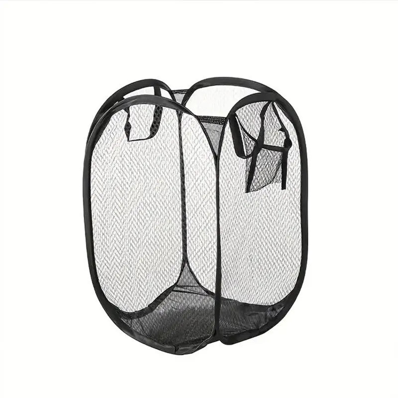 Mesh Pop-up Laundry Basket, Foldable Dirty Clothes Storage Basket, Large Capacity