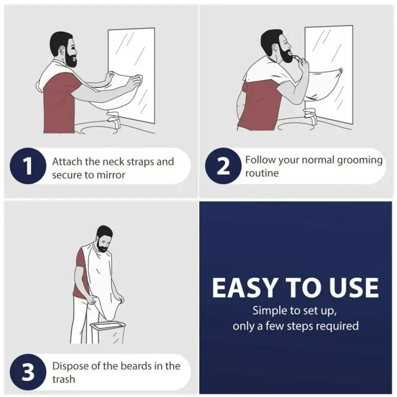 1/2PCS Male Shaving Aprons Creative Wall Mirror Suction Haircut Wrap Cape Home Salon Moustache Beard Shaving Apron Cleaning Bib