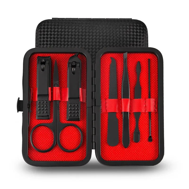 7/10/12/18/20/24PCS Set Professional Manicure Set Kits Stainless Steel Fingernail Toenail Clippers Set with Leather Portable case