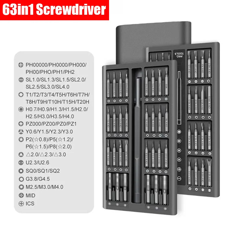 63 in 1 Precision Screwdriver Set Phillips Torx Magnetic Screwdriver Bit Professional Repair Tool Kit