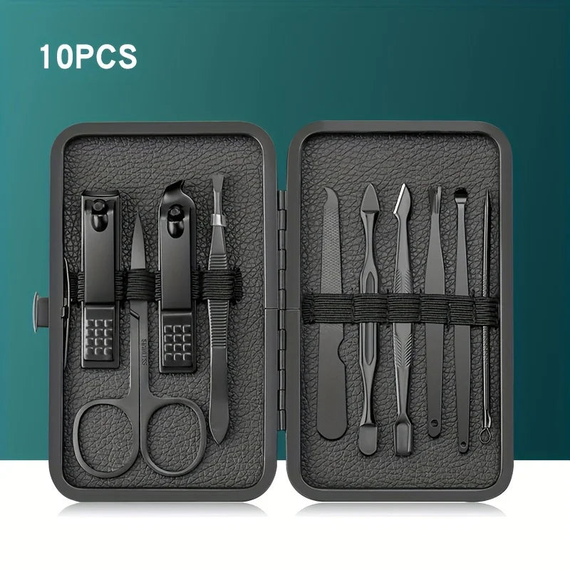 7/10/12/18/20/24PCS Set Professional Manicure Set Kits Stainless Steel Fingernail Toenail Clippers Set with Leather Portable case