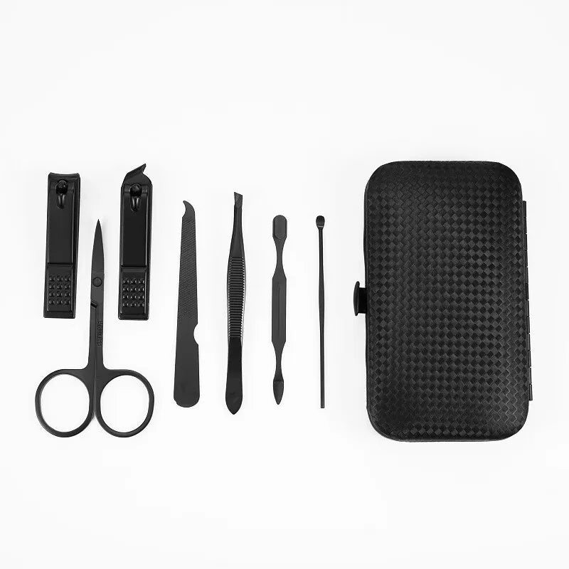7/10/12/18/20/24PCS Set Professional Manicure Set Kits Stainless Steel Fingernail Toenail Clippers Set with Leather Portable case